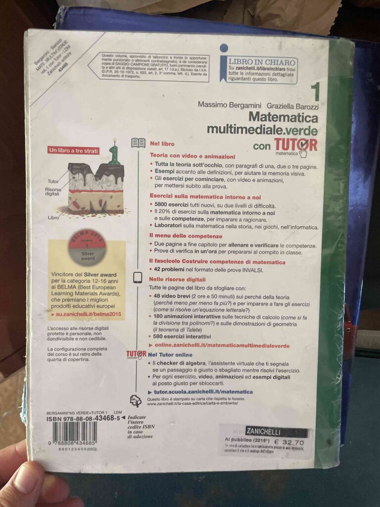 Matematica multimediale verde - volume 1 verde con tutor multimediale (ldm)